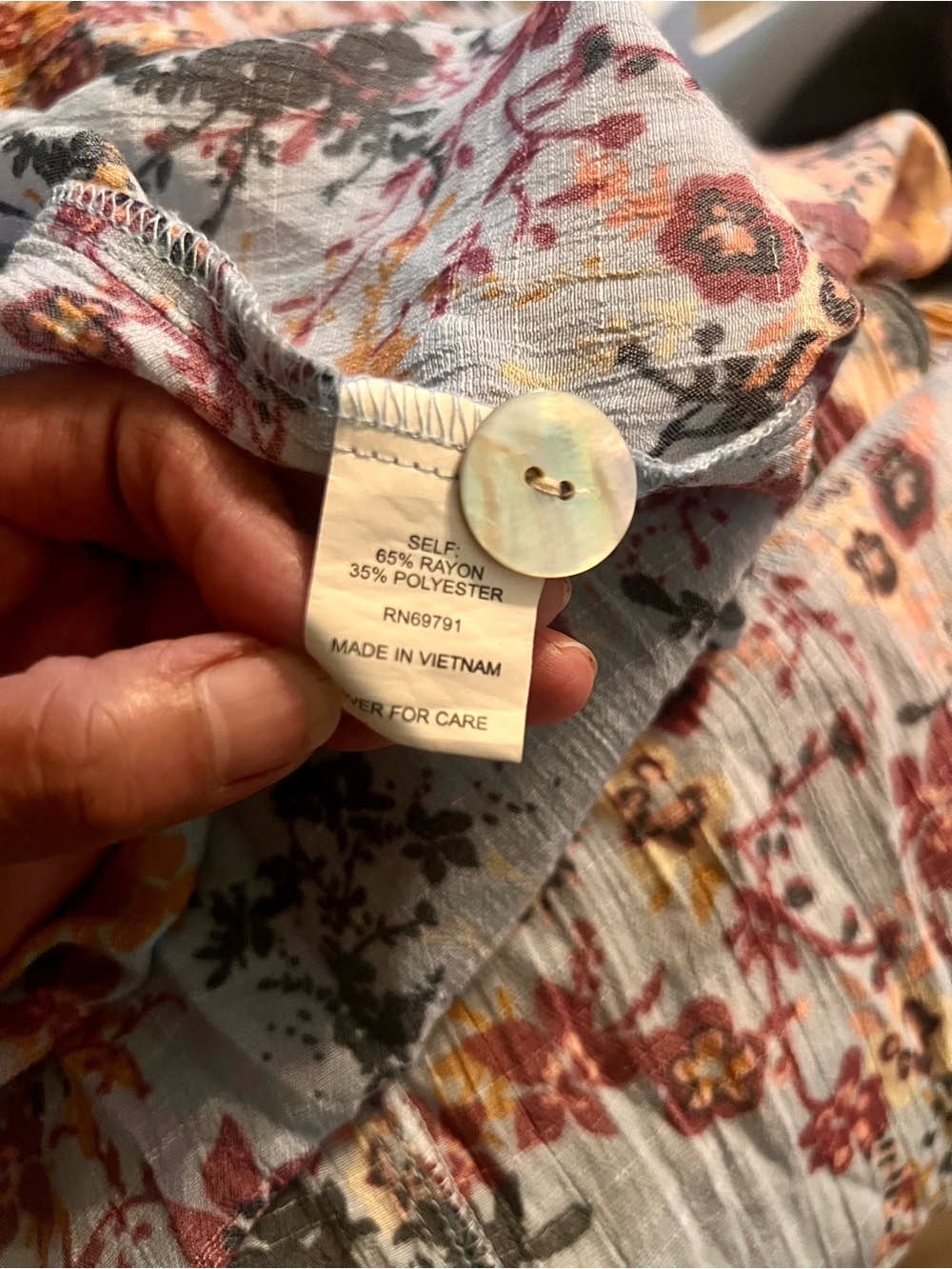 fig and flower Light Blue and Peach Floral Tiered Maxi Dress - Picture 6 of 6